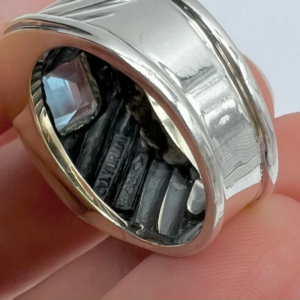 David Yurman Cigar Band Ring WithTopaz and Gold - Picture 9 of 9